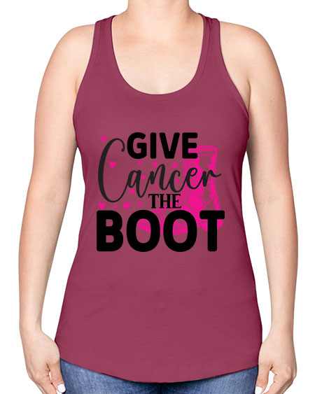 Give Cancer the Boot 24# - breast cancer -Racerback Tank
