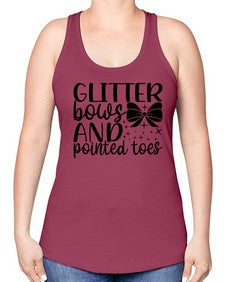 Glitter bows and pointed toes 130# - ballet -Racerback Tank