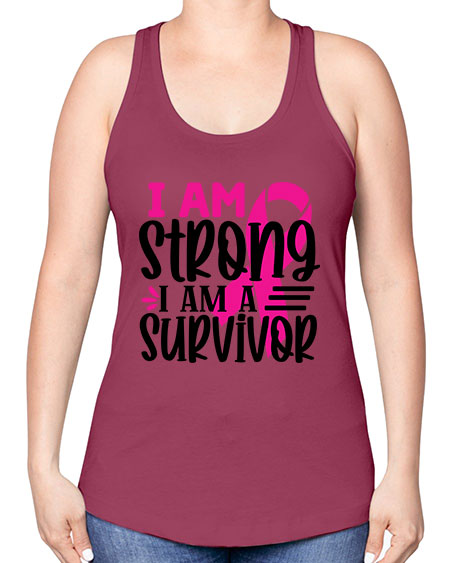 I Am Strong I Am a Survivor 19# - breast cancer -Racerback Tank