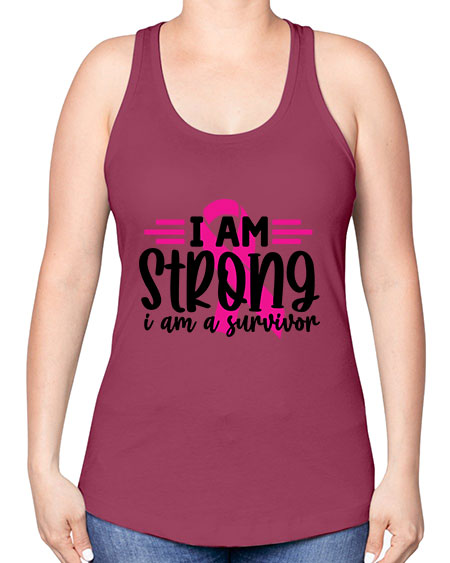 I Am Strong I Am a Survivor 20# - breast cancer -Racerback Tank