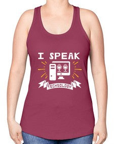 I speak technology 37# - computer -Racerback Tank
