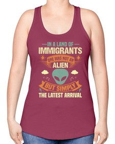 In a lan of immigrants one was not an alien 28# - ufo -Racerback Tank