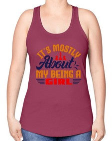 Its mostly about my being a girl 125# - chess -Racerback Tank