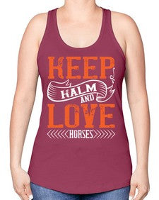 KEEP KALM AND LOVE HORSES Style 30# - horse -Racerback Tank