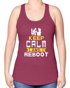 Keep Calm and reboot 27# - computer -Racerback Tank