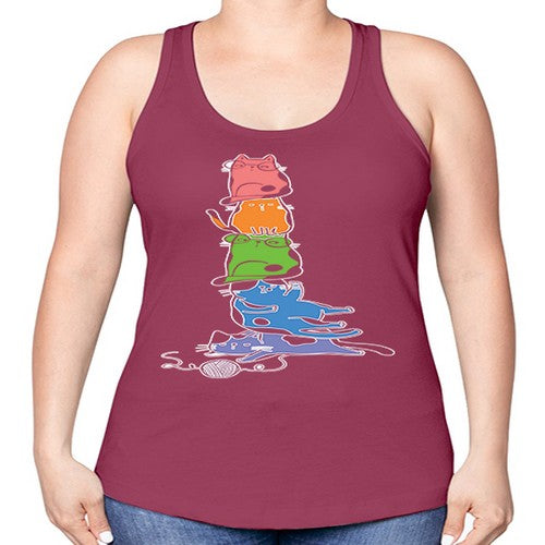 Pride Kawaii Cats Pile Cute Anime 277# - anime -Racerback Tank