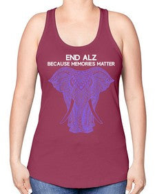 Purple Elephant Alzheimer Awareness 211# - alzheimers -Racerback Tank