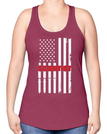 ScientistUSAFlagScientistSkinite Scientist Skinite 38# - general science -Racerback Tank