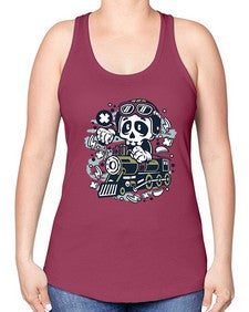 Skull Train 1067# - skull and bones -Racerback Tank