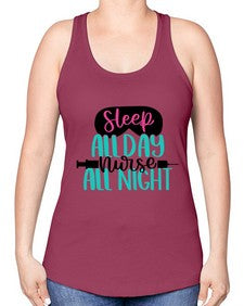 Sleep All Day Nurse All Style Style 1399# - nurse -Racerback Tank