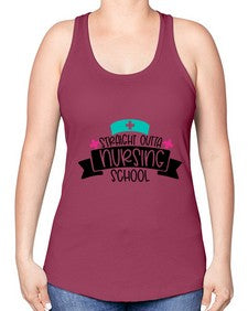 Straight Outta Nursing School Style Style 1425# - nurse -Racerback Tank