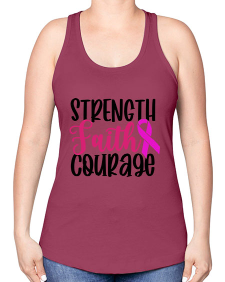 Strength Faith Courage 7# - breast cancer -Racerback Tank