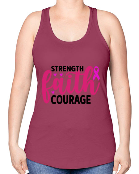 Strength Faith Courage 8# - breast cancer -Racerback Tank