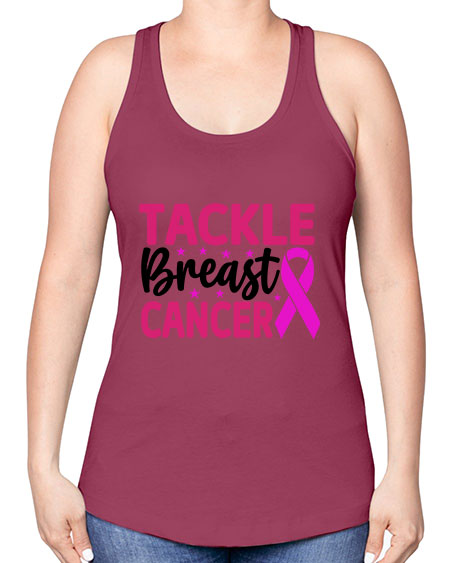 Tackle Breast Cancer 5# - breast cancer -Racerback Tank