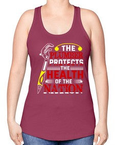 The plumber protects the health of the nation 1524# - plumber -Racerback Tank