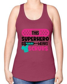 This Superhero Wears Scrubs Style Style 1565# - nurse -Racerback Tank