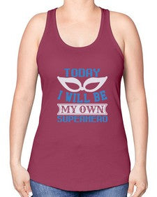 Today i will be my 256# - cartoon super hero -Racerback Tank
