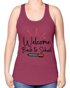 Welcome Back to School 994# - last day of school -Racerback Tank