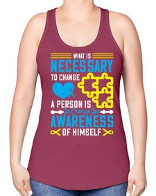 What is necessary to change a person is to change his awareness of himself Style 8# - Self awareness -Racerback Tank