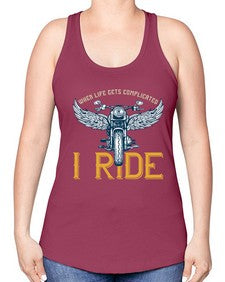 When life gets complicated 76# - motorcycle -Racerback Tank