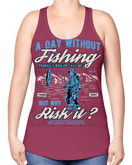 a day without fishing cs 68# - shark-fish -Racerback Tank