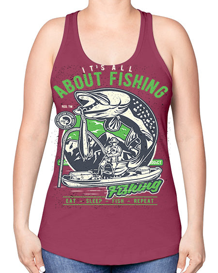 all about fishing cs 67# - shark-fish -Racerback Tank