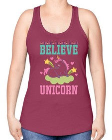 believe unicorn 45# - unicorn -Racerback Tank