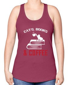 cats book and coffee Style 37# - cats -Racerback Tank