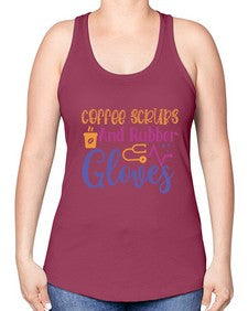 coffee scrubs and rubber gloves Style 662# - nurse -Racerback Tank