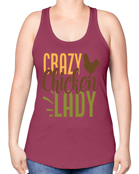 crazy chicken lady 154# - chicken -Racerback Tank