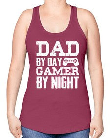 dad by day gamer by night 68# - video games -Racerback Tank