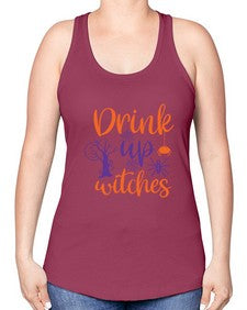 drink up witches 40# - witch -Racerback Tank
