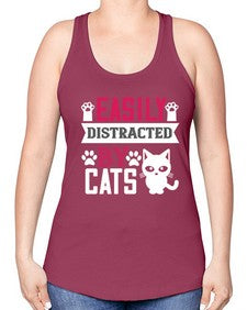 easily distracted by cats Style 47# - cats -Racerback Tank
