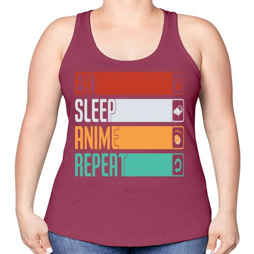 eat sleep anime repeat225# - anime -Racerback Tank