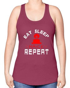 eat sleep hack repeat 48# - computer -Racerback Tank