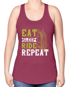 eat sleep ride repeat Style 7# - horse -Racerback Tank