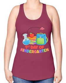 first day of Kindergarten 103# - kindergarten -Racerback Tank