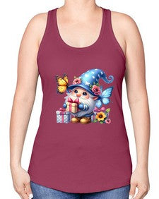 gnome with butterfly 03# - gnome -Racerback Tank
