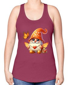 gnome with butterfly 06# - gnome -Racerback Tank