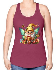 gnome with butterfly 07# - gnome -Racerback Tank