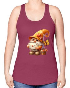 gnome with butterfly 09# - gnome -Racerback Tank