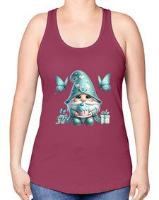 gnome with butterfly 10# - gnome -Racerback Tank