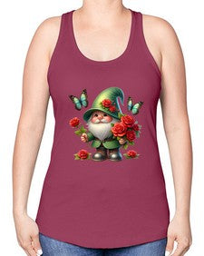 gnome with butterfly 11# - gnome -Racerback Tank