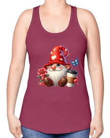 gnome with butterfly 12# - gnome -Racerback Tank