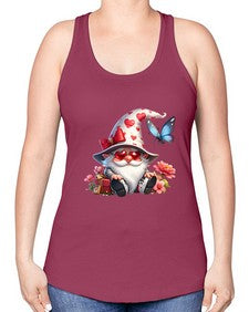 gnome with butterfly 13# - gnome -Racerback Tank