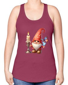 gnome with butterfly 16# - gnome -Racerback Tank