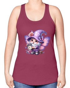 gnome with butterfly 18# - gnome -Racerback Tank