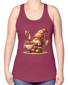 gnome with butterfly 21# - gnome -Racerback Tank
