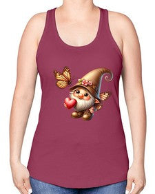 gnome with butterfly 22# - gnome -Racerback Tank