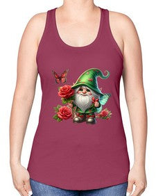 gnome with butterfly 26# - gnome -Racerback Tank